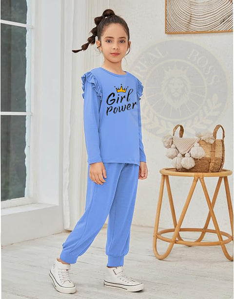 Girl Power Kids 2-Piece Outfit – Stylish Full Sleeve T-Shirt & Trouser Set