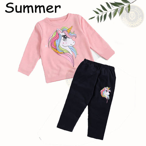 RichMan Baby & Toddler Girls 2-Piece Outfit – Unicorn Print Long Sleeve Top & Pants